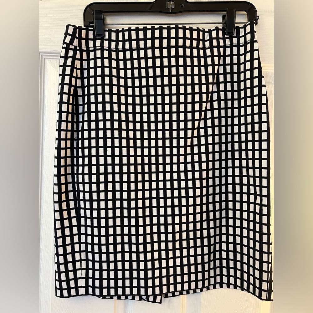 J.CREW Black/Ivory Checkered Pencil Skirt